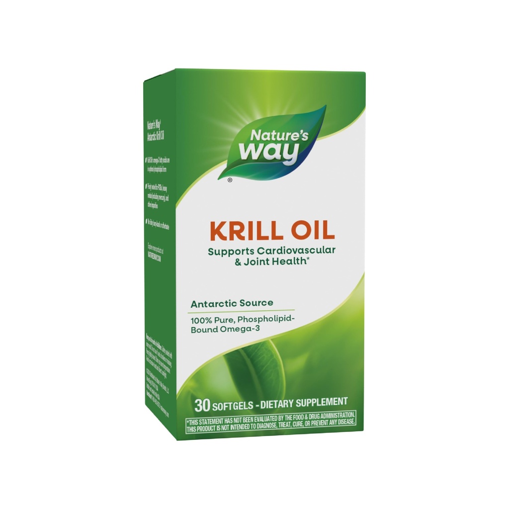 Nature's Way Krill Oil, Supports Cardiovascular and Joint Health*, 100% Pure Omega-3, 30 Softgels (Packaging May Vary)