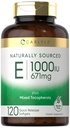 Carlyle Vitamin E 1000 IU Softgels | with Mixed Tocopherols | 120 Pills | Naturally Sourced Supplement | Non-GMO and Gluten Free Formula