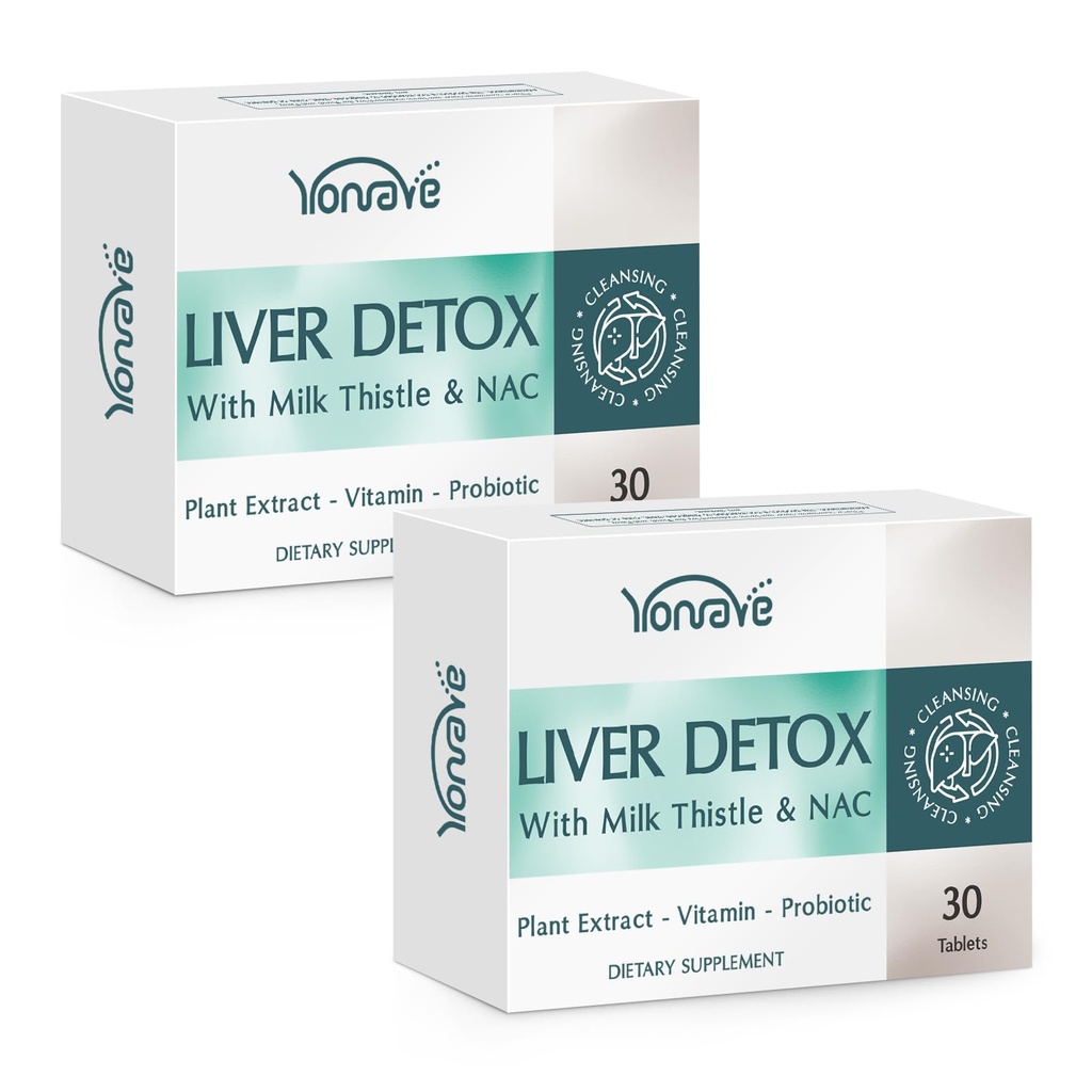 Liver Detox Cleanse & Repair, Liver Support Supplement with Milk Thistle, 15B CFU Probiotics, Dandelion Root, Turmeric, Vitamins for Gut & Liver Health | Blister-Sealed Tablets, 60-Day Supply