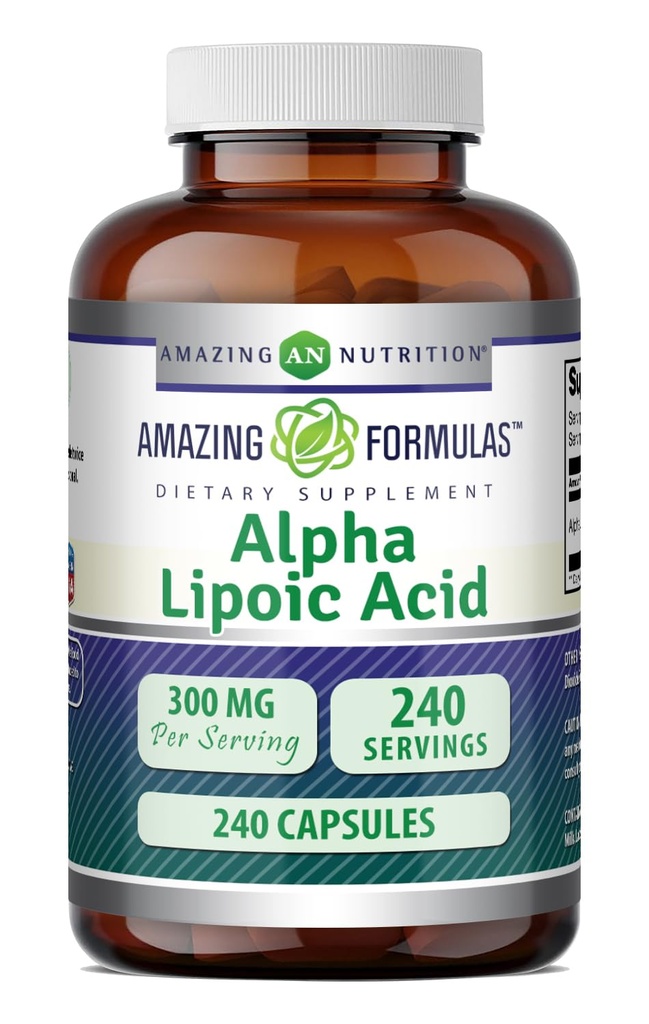 Amazing Formulas Alpha Lipoic Acid 300 mg Capsules Supplement | Non-GMO | Gluten Free | Made in USA (240 Count)