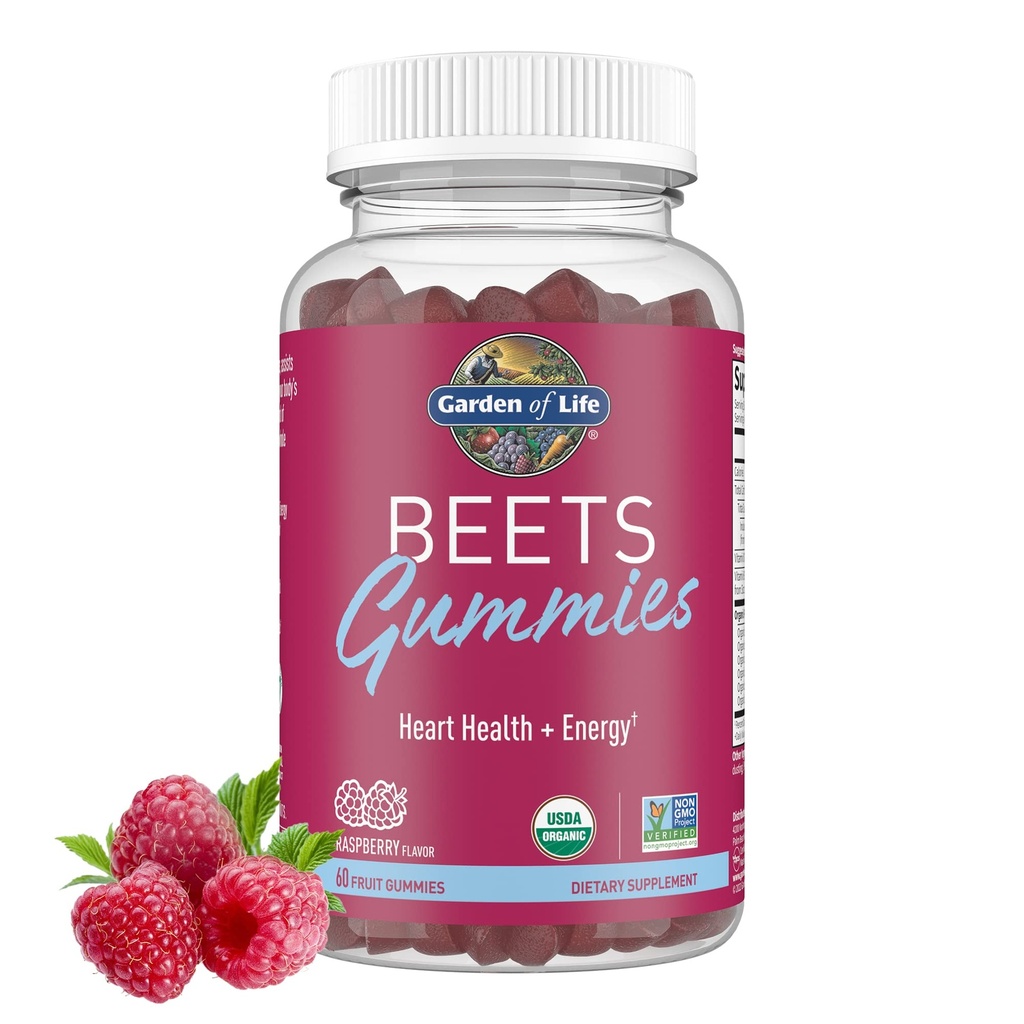 Κήπος της Ζωής Βιολογικές Gummies ρίζας τεύτλων Κατασκευασμένες από Πεκτίνη με Αντιοξειδωτικά, Βιταμίνη C, Βιταμίνη D & B12 για την Υγεία της Καρδιάς & την Ενέργεια – Φιλέτα – Βέγκαν, Χωρίς Γλουτένη, Μη ΓΤΟ, Βατόμουρο, 30 Σερβιέτες