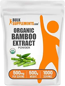 BulkSupplements.com Bamboo Extract Powder - Συμπληρώματα σιλικόνης, συμπλήρωμα μπαμπού - Herbal & Gluten Free, 500mg ανά Σερβίρισμα, 100g (3, 5 oz) (πακέτο του 1)