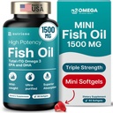 Mini Fish Oil Softgels – Triple Strength – Advanced Formula - 1500mg Omega 3 with EPA & DHA – Smaller Than a Dime – Fish Oil Minis - Wild Caught – 90 Softgels
