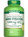 Nature's Truth Fish Oil Omega 3 | 1340 mg | 200 Mini Softgels | Burpless Lemon Flavor Pills | Non-GMO & Gluten Free Supplement