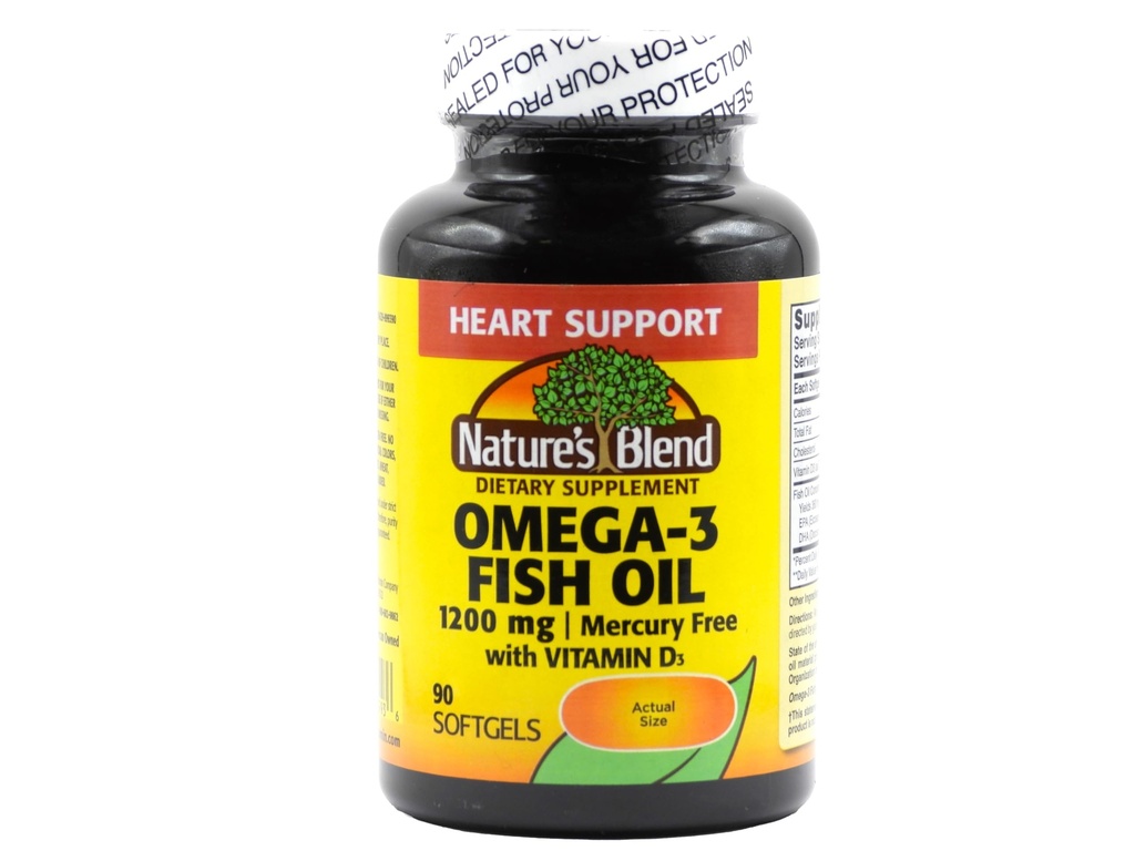 Nature's Blend Omega-3 Fish Oil 1200 mg and Vitamin D3 1000 IU 90 Softgels