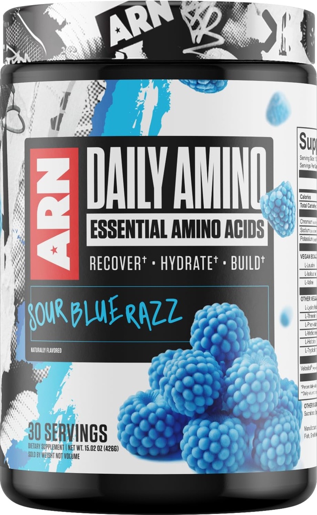 Arms Race Nutrition | ARN | Daily Amino Essential Amino Acids (30 Servings, Sour Blue Razz)