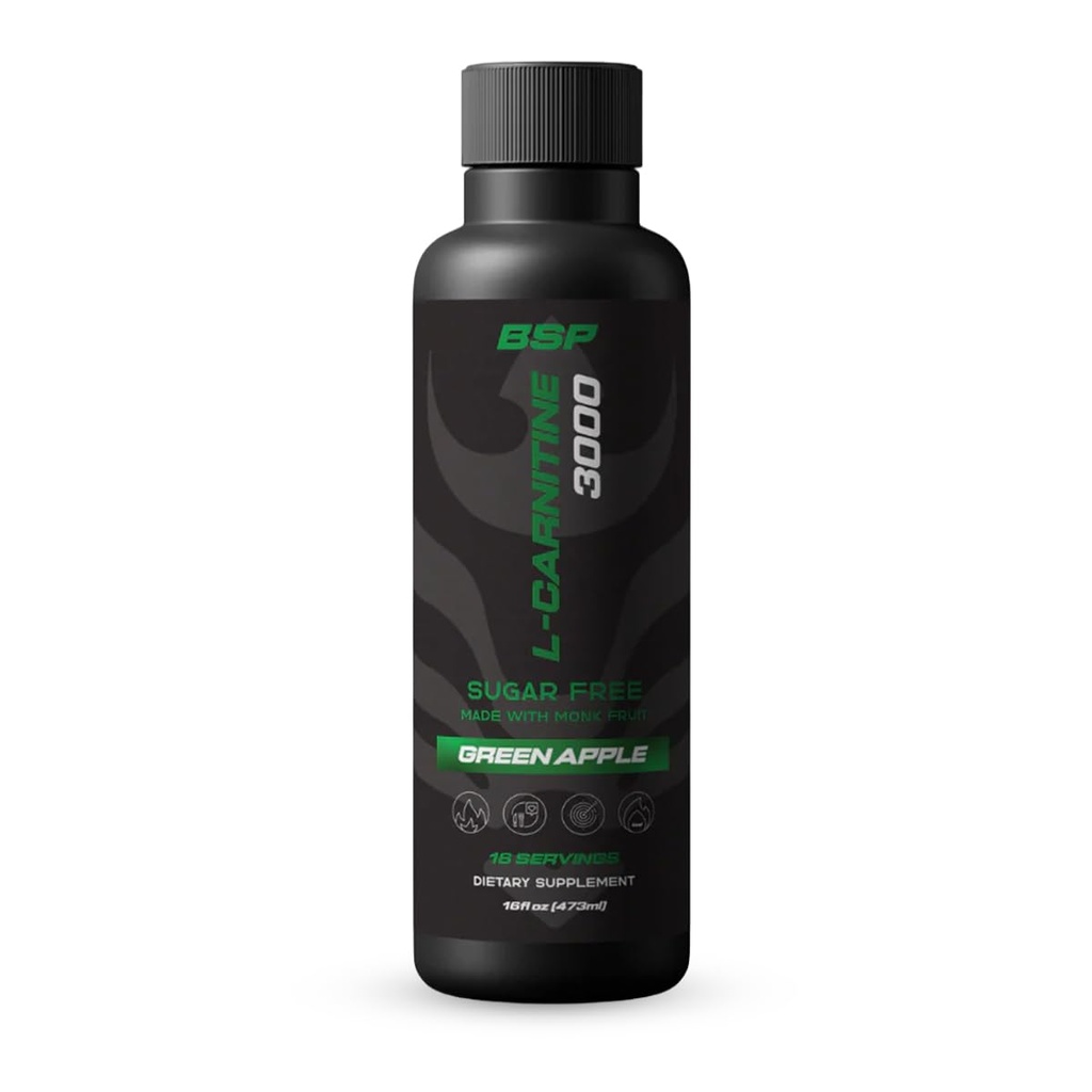 Benavidez Carnitine 3000 Liquid – 3,000 mg Carnitine per Serving | Green Apple Flavor | Stimulant‑Free Metabolic & Energy Support | Zero Sugar, Monk‑Fruit Sweetened | Keto & Vegan | 16 fl oz
