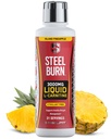 SteelFit Steel Burn, Premium Liquid L-Carnitine, 3000mg - Stimulant-Free & Clean Workout Drink for Men & Women Supports Healthy Weight Loss Management & Fat Metabolism - 31 Servings, Island Pineapple