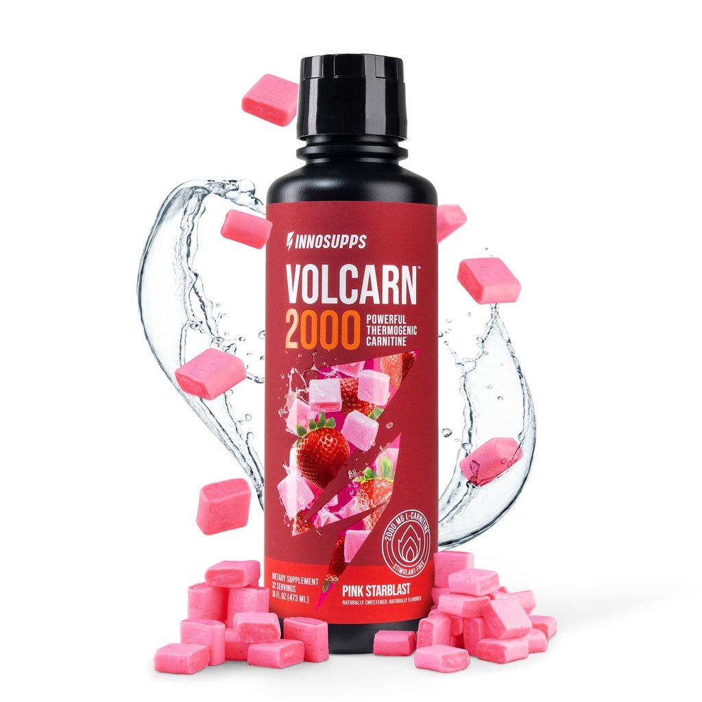 InnoSupps Volcarn 2000 - L-CARNITINE Pre-Workout Advanced Energy Liquid ATP Enhancer w/GBEEC Boosts Energy, Enhances Focus, Cognition & Supports Fat Metabolism, 32 Servings - Pink Starblast Flavor