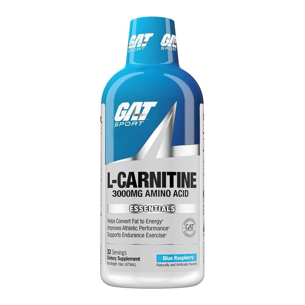 GAT SPORT Essentials Liquid L-Carnitine 3000, Blue Raspberry, 16 oz