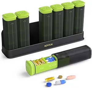 Weekly Pill Organizer 3X την ημέρα, Αποσπώμενο κουτί χάπι 7 ημέρα, μεγάλη 3 φορές καθημερινή θήκη χάπι, Travel Pill Container Holder, εβδομάδα φαρμακευτικής διανομής χάπι για την ιατρική συμπλήρωμα βιταμίνης, πράσινο