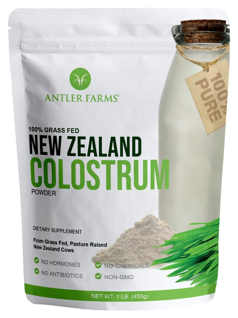 Antler Farms 100% καθαρό New Zealand Colostrum, 30 εξυπηρετήσεις, 1 LB - Grass Fed, Pasture Μεγαλωμένο, καθαρό πηγαίνεται, κρύο επεξεργασμένο, μη αραιωμένο, υψηλής IgG Περιεχόμενο