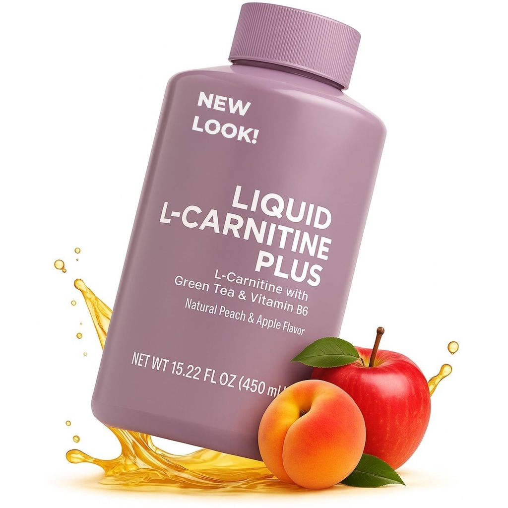L-Carnitine Liquid Shots 1500mg with Green Tea Extract and Vitamin B6 – Energy Support, Metabolism Booster & Endurance – Drink Supplement with Green Tea & Vitamin B6 | Natural Peach & Apple Flavor