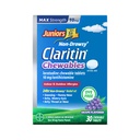 Juniors Claritin Max Strength 10mg Chewables, One Dose for 24-Hour Non-Drowsy Allergy Relief, Children's Allergy Medicine, Kids Chewable Allergy Medicine, Ages 6+, Grape Flavored, Dye-free, 30 Tablets