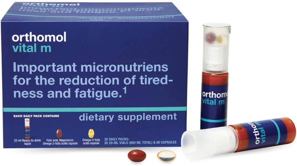 Orthomol Vital M Vial – 30-Day Ανδρική Βιταμίνη συμπλήρωμα με A, B, C, D, E, K, Iodine & Omega-3 – Υποστηρίζει την ανδρική ενέργεια & ζωτικότητα