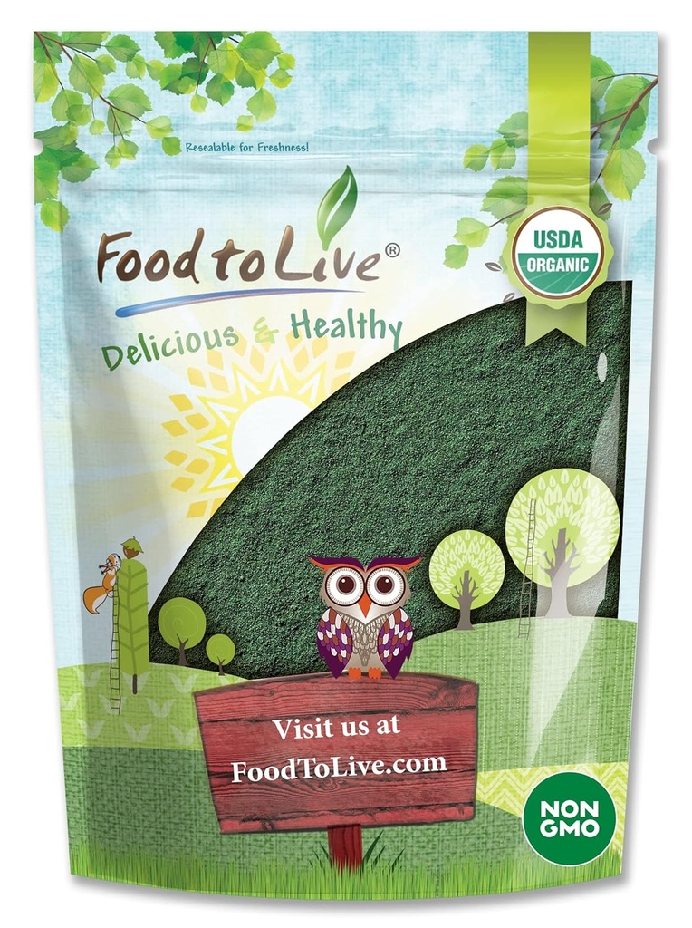Τροφή για τη ζωντανή οργανική σκόνη Spirulina, 4 Λίρες — Μη-ΓΤΟ, Kosher, Ακατέργαστη μπλε-πράσινη άλγη, Vegan Superfood, Μαζική, μη-ακτινοποιημένη, Pure Vegan Πράσινη πρωτεΐνη, πλούσια σε βιταμίνες & ορυκτά, Μεγάλη για Ποτά