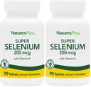 NaturesPlus Super Selenium Complex - 200 mcg, 90 Vegetarian Tablets - Essential Mineral Supplement with Vitamin E - Promotes Healthy Thyroid - Antioxidant - Gluten-Free - 90 Servings (Pack of 2)
