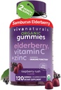 Viva Naturals Organic Sambucus Elderberry Gummies for Adults (120 Count) - 3in1 Black Elderberry Vitamin C και ψευδάργυρος Ανοσοποιητική υποστήριξη Gummies, Chewable Elderberry Συμπληρώματα, ψευδάργυρος Ανοσία Gummies
