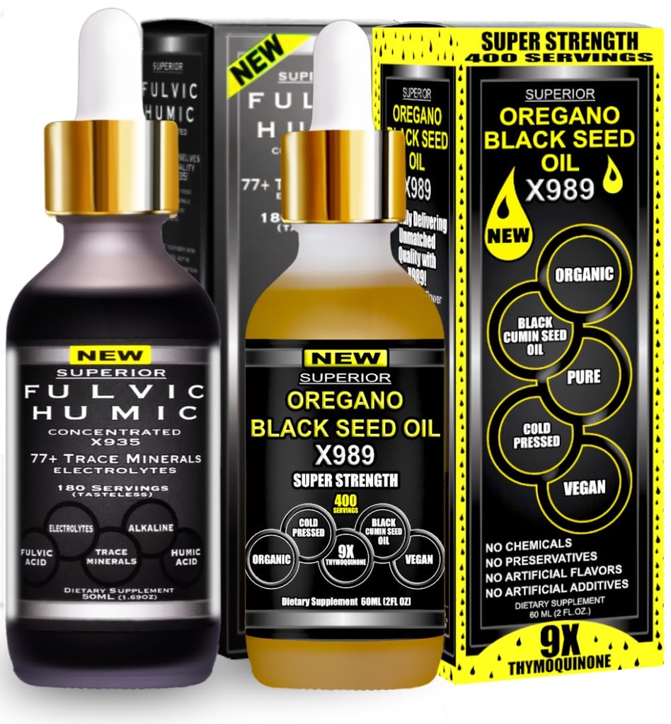 Fulvic Acid - Trace Minerals Plus Oil of Oregano with Black Seed Oil Liquid Drops - More Versatile Then Capsules & Softgels