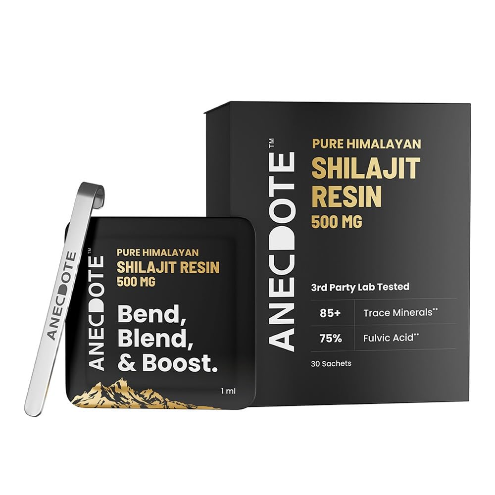 ANECDOTE Pure Himalayan Shilajit Resin Cards 500mg | Boosts Stamina | Increases Productivity | 75% Fulvic Acid, 85+ Trace Minerals | No Added Sugar | Pack of 30