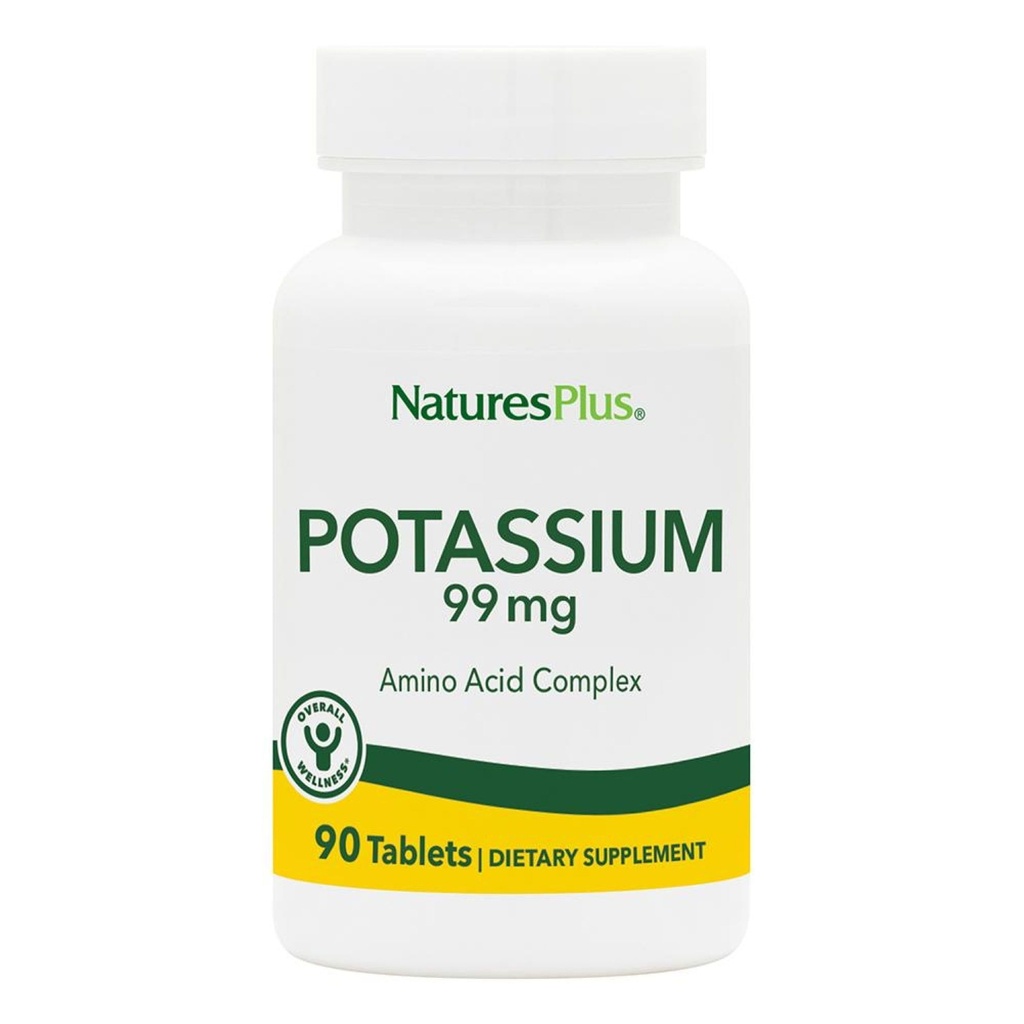 Nature’s Plus Κάλιο 99 mg, 90 Δισκία - Υποστηρίζει Υγιεινή Ηλεκτρολυτική Ισορροπία & Γενική Ευζωία - Χωρίς γλουτένη, Χορτοφαγικά - 90 Υπηρεσίες