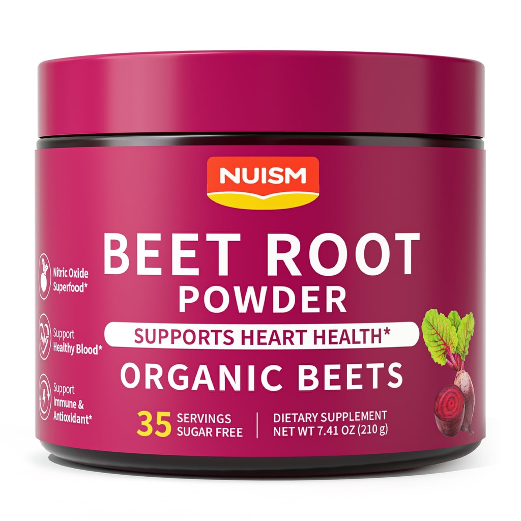 Organic Beet Root Powder Drink Mix, Natural Superfood Supplement with Beets Powder for Daily Nutrition, Nitric Oxide Support, Energy, Endurance & Circulation, Clean Beetroot Formula