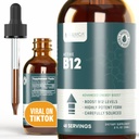 Rejuvica Health Active B-12 Liquid B12 Supplement, Supports Energy and a Healthy Nervous System - Convenient Liquid Dropper Absorbs Fast & Tastes Great