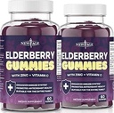 NEW AGE (2-Pack) Premium Gummys Elderberry για ενήλικες Παιδιά με βιταμίνη C, ψευδάργυρο, πρόπολη - Sambucus Black Elderberry Gummy Extract - Χωρίς γλουτένη & χορτοφαγικά - 120 Gummies