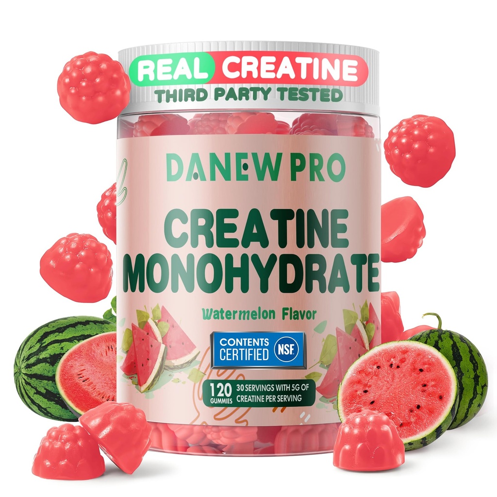 NSF Certified Creatine Gummy 5g - Creatine Monohydrate Gummies for Men & Women, Creatine Monohydrate for Muscle Strength, Muscle Builder, Energy Boost, Pre-Workout Supplement(120 Count)-Watermelon