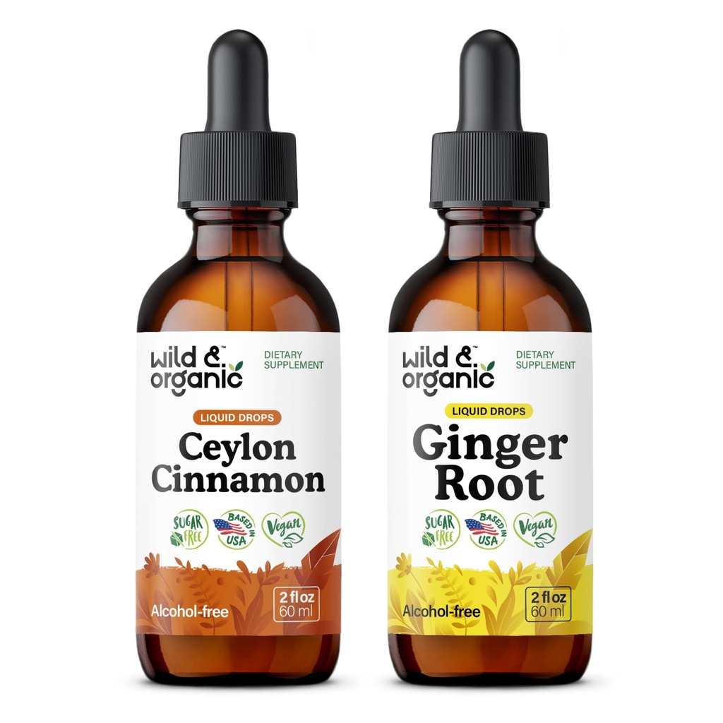 Άγρια & οργανικά Κεϋλάνη Κανέλα Βάμμα 2 fl oz & Ginger Ρίζα Βάμμα 2 fl oz