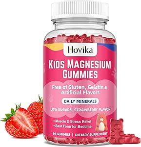 Μαγνήσιο Gummies για τα παιδιά - Μαγνήσιο Κιτρικό + Βιταμίνη B6 & D3 - Great Tasting Kids Μαγνήσιο Calm Gummies for Nerve Bone and Muscle Health for Kids Wellness, Vegan Φράουλα Γεύση 60 μέτρα
