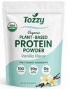 TOZZY Organic Vegan Protein Powder, Vanilla | 16 Servings | 20g Plant-Based Pea Protein | 5 Simple Ingredients | 0g Sugar | Keto | Gluten- & Dairy-Free (1 lb) - Packaging May Vary