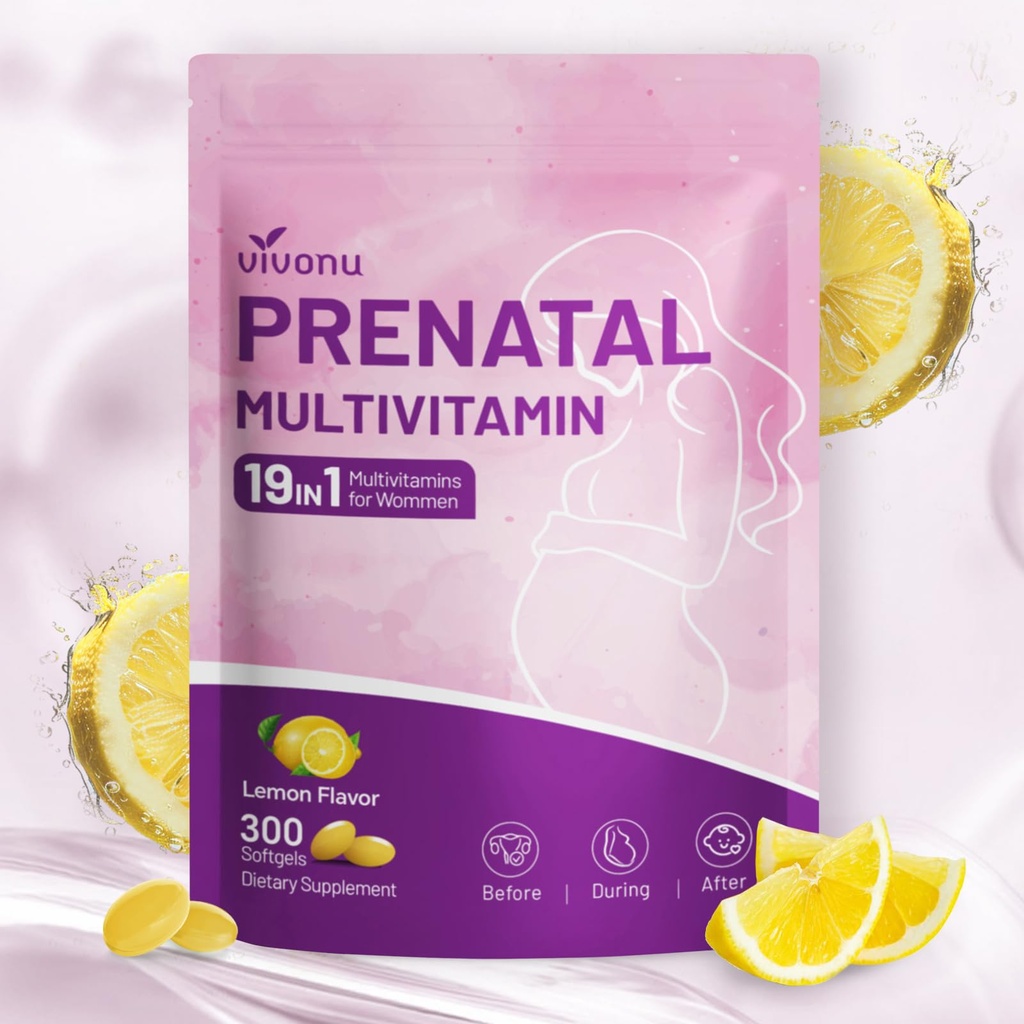 VivoNu 19 in 1 Prenatal Multivitamin, Vitamin D3, K2, B6, B12, C with Folic Acid, Choline, Probiotic, Iron, Calcium, Zinc & Magnesium + Oil of Oregano with Oil of Oregano with Black Seed Oil
