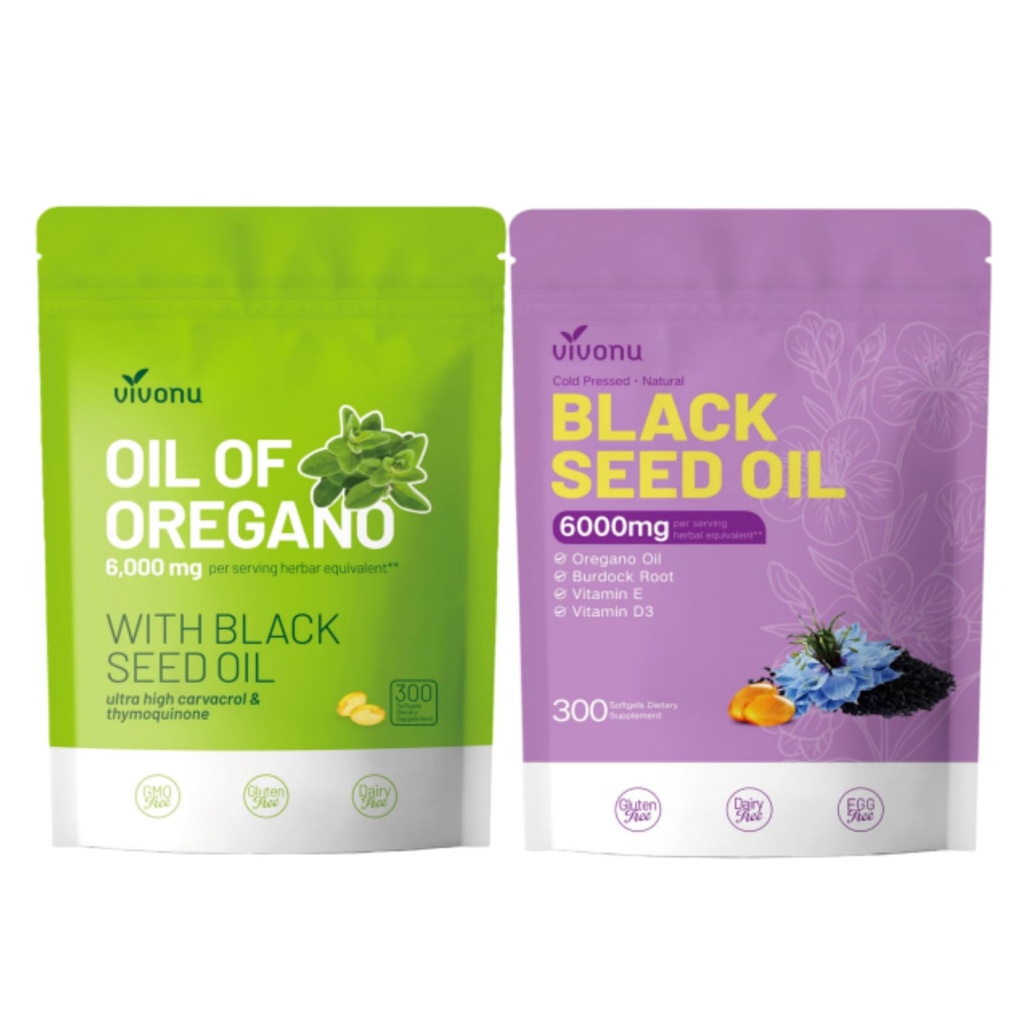 VivoNu Oil of Oregano with Black Seed Oil Capsules