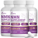 VivoNu 15-in-1 Liposomal NMN Supplement, 2000mg per* Serving* (3 Bottles | 360 Capsules)