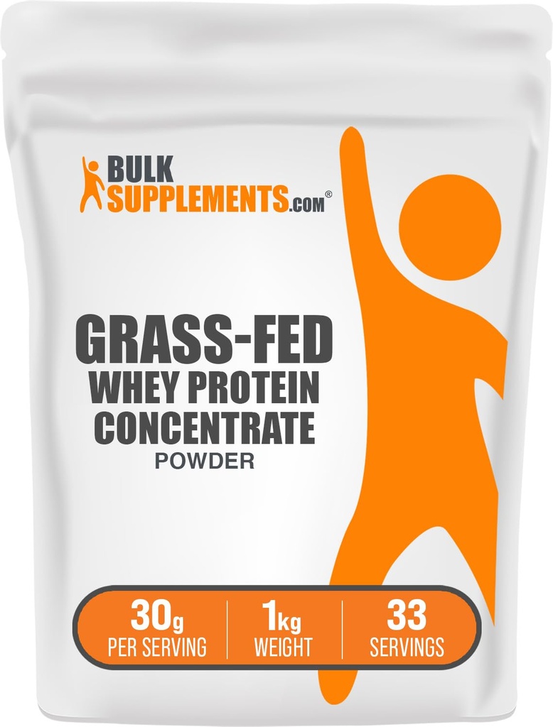 BulkSupplements.com Fed Whey Protein Powder - Whey Protein Concentrate Powder - Χωρίς γεύση και γλουτένη, 30g ανά σερβίροντας, 1kg (2,2 lbs) (πακέτο των 1)