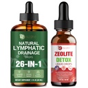 Migcopat 26-in-1 Lymphatic Drainage Drops + Zeolite Liquid Drops with B12, D3, Vitamin C, Natural Zeolite Formula, Strawberry Watermelon Flavor, 60ml