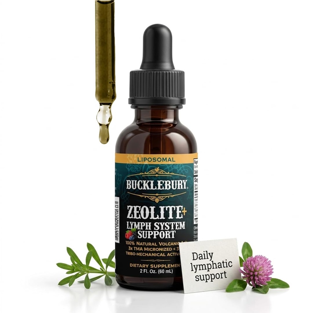 BUCKLEBURY Liquid Zeolite+ Detox for Adults | Ideal for Lymphatic Support | Liposomal Formula with Cleavers & Red Clover, Vegan Non-GMO Detox Supplement | 2 fl oz