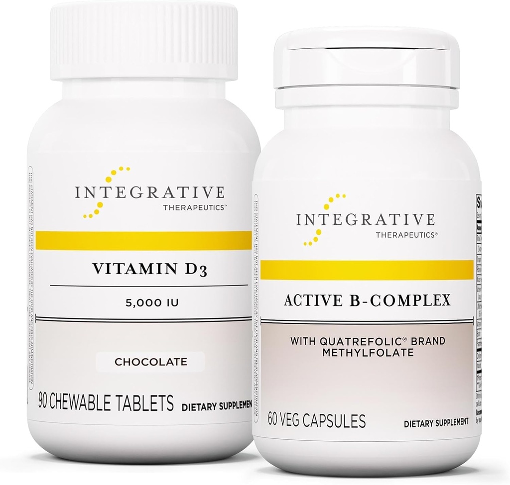 Integrative Θεραπευτική Δέσμη με Ενεργό B-Complex, 60 Κάψουλες & Βιταμίνη D3 125 mcg, 90 Μασώμενα - Ενεργό B-Complex για την Υποστήριξη Ενέργειας Μεταβολισμού* - Βιταμίνη D3 για την Υποστήριξη της Υγείας των Οστών*