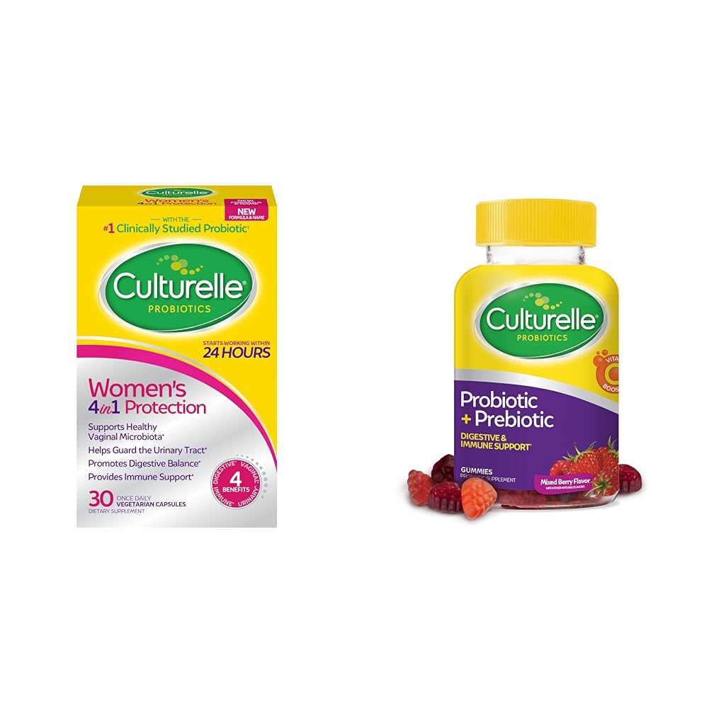 Culturelle Women's 4-in-1 Probiotics for Women Digestive & Vaginal Health with Daily Probiotic Gummies for Men & Women Digestive Health, 52 Count