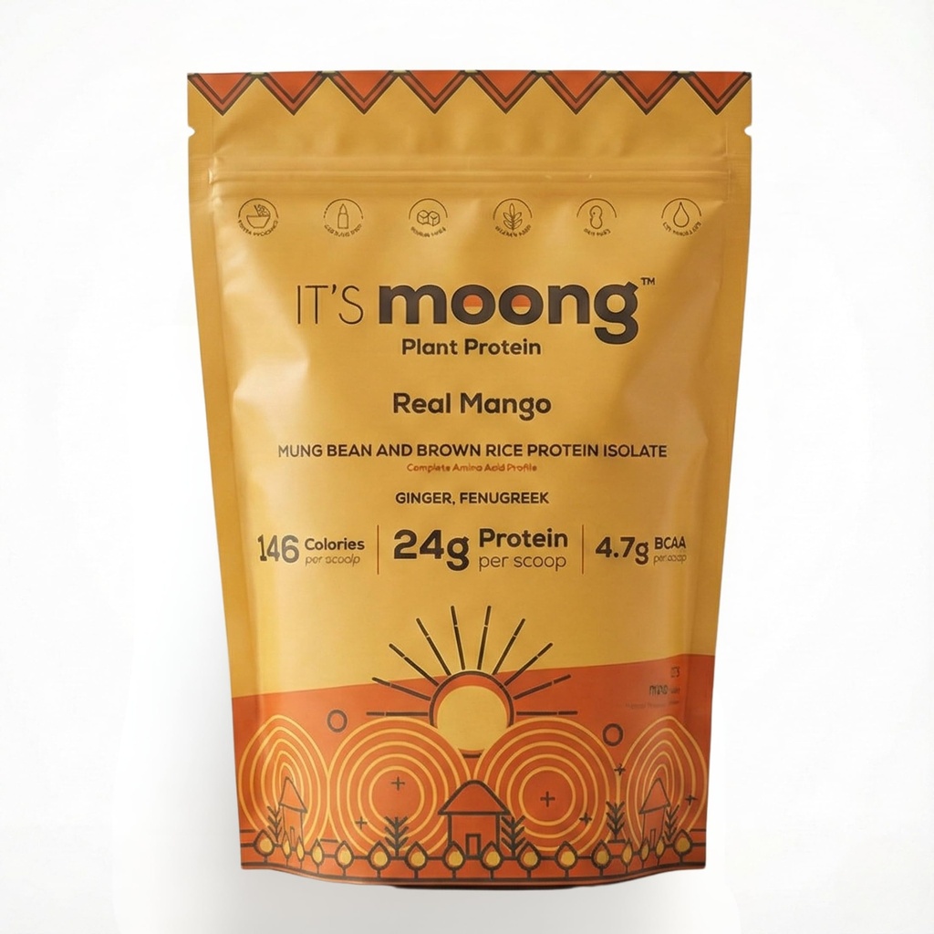 IT’S Moong Plant Protein Powder, Real Mango Flavor | Mung Bean & Brown Rice Protein Isolate Ginger & Fenugreek, 24g Protein 4.7g BCAAs | Vegan, Gluten Free, Dairy Free, Soy Free, Sugar Free, 17.64 oz