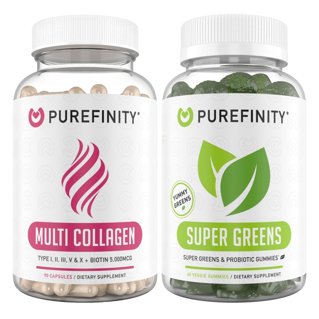 PUREFINITY Collagen Capsules + Super Greens Gummies Bundle