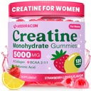 Creatine for Women, Creatine Monohydrate Gummies with Collagen, BCAAs & Hyaluronic Acid for Muscles, Booty & Energy, Sugar Free Creatine Gummies Post & Pre Workout Supplements for Women, 120 Ct