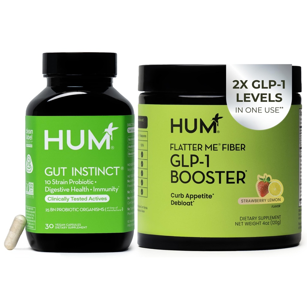 HUM Flatter Me Fiber Supplement and Gut Instinct Daily Probiotics