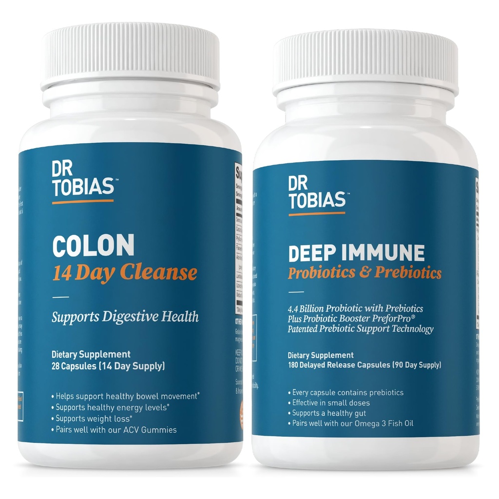 Dr. Tobias Colon 14 Day Cleanse and Deep Immune Probiotics and Prebiotics - Supports Temporary Detox and Ongoing Gut Health, Non-GMO