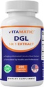 Vitamatic DGL Licorice 3800 mg Ισοδύναμο ανά υπηρεσία (από 10:1 Εκχύλισμα 380 mg) - 10X Ισχυρότερο - Υποστηρίζει Υγιεινή Πεθητική & Αναπνευστική Λειτουργίες - 200 Κάψουλες
