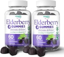 Elderberry Gummies with Vitamin C and Zinc - Immune Booster Elderberry Gummies For Adults and Kids - Vegan Natural Ingredients Defense Multivitamins with Antioxidant Support (120 Gummies)
