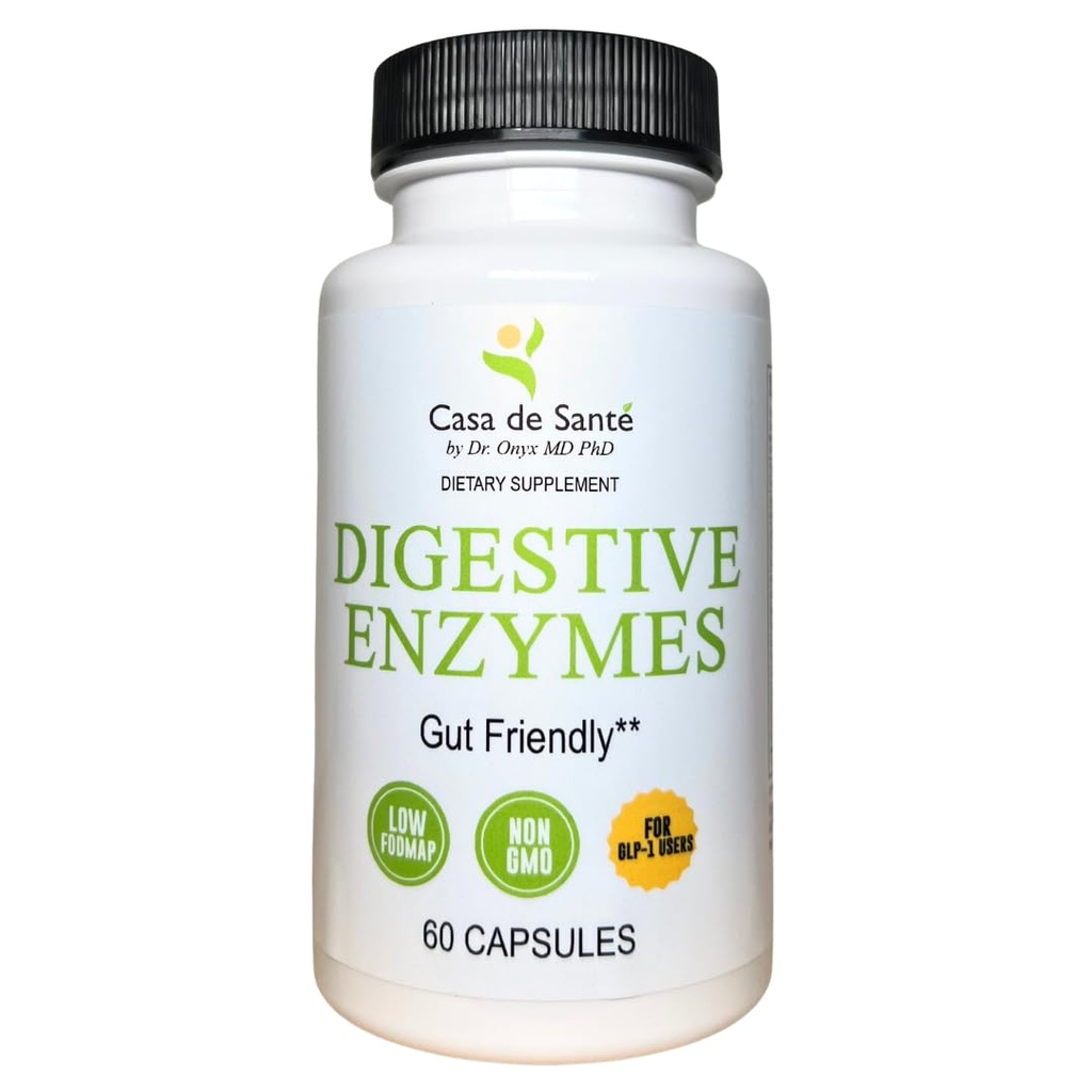 Casa de Sante FODMAP Digestive Enzymes, Χωρίς υψηλή Inulin, Keto Carnivore Infenderance Support, 18 Multi Enzyme Amylase Bromelain Lipase Lactase Protease Papain Alpha galactosidase, More - No GMO