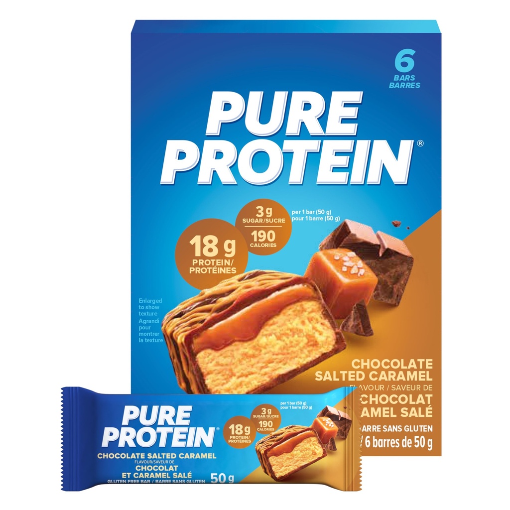 Pure Protein,Gluten Free, Snack Bars, Chocolate Salted Caramel, 50g/1.8oz., 6ct, {Imported from Canada}