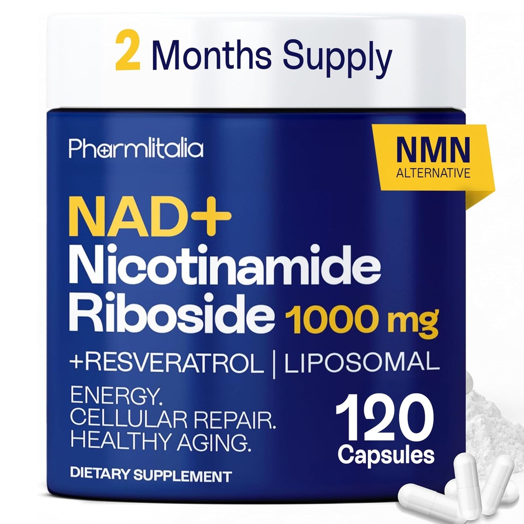 Liposomal NAD+ Supplement with Resveratrol - Nicotinamide Riboside 1000 Mg - NAD Supplements for Women & Men - NMN Supplement Alternative - Advanced NAD Resveratrol for Cellular Energy - 120 Capsules